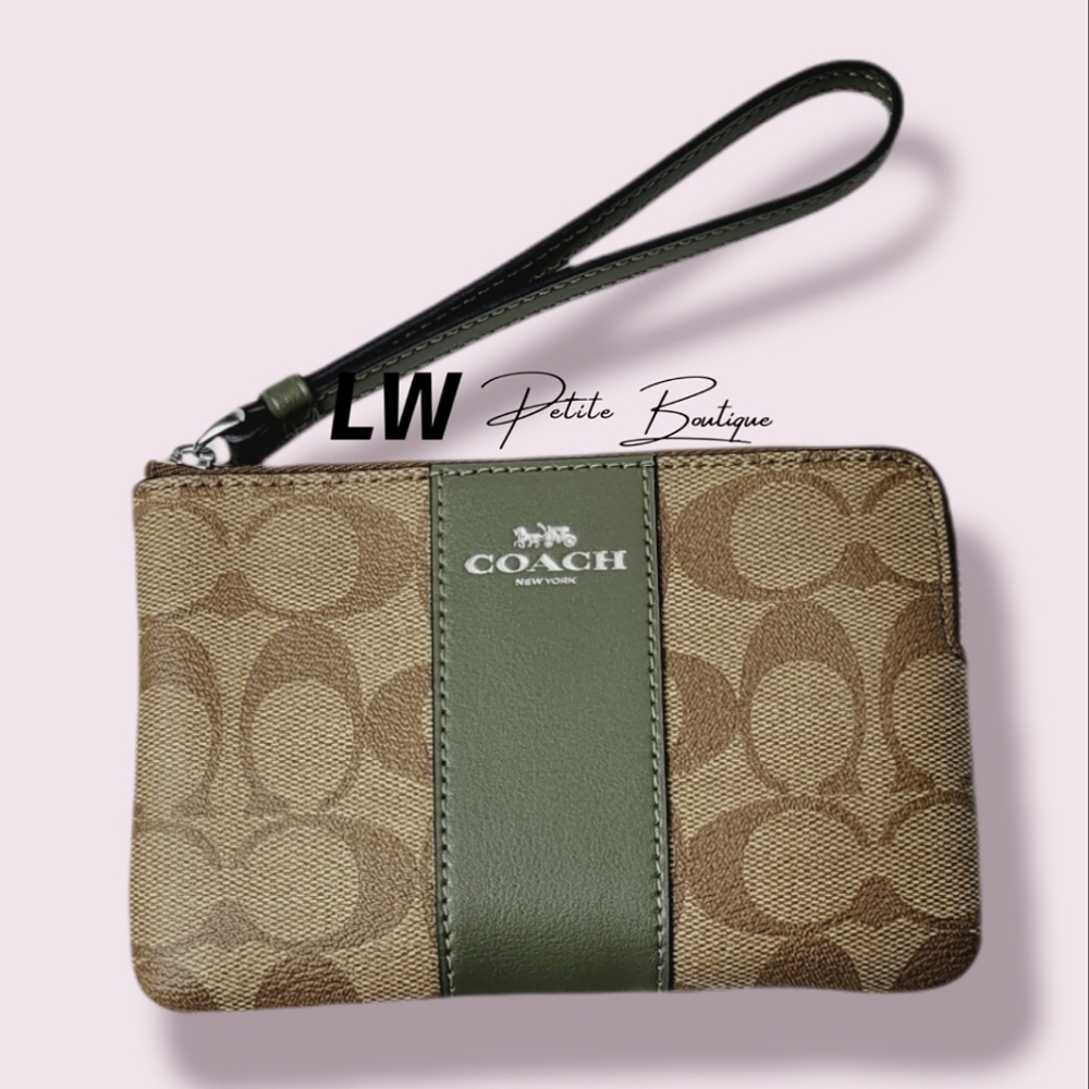 Coach Signature PVC Leather Corner Zip Wristlet
